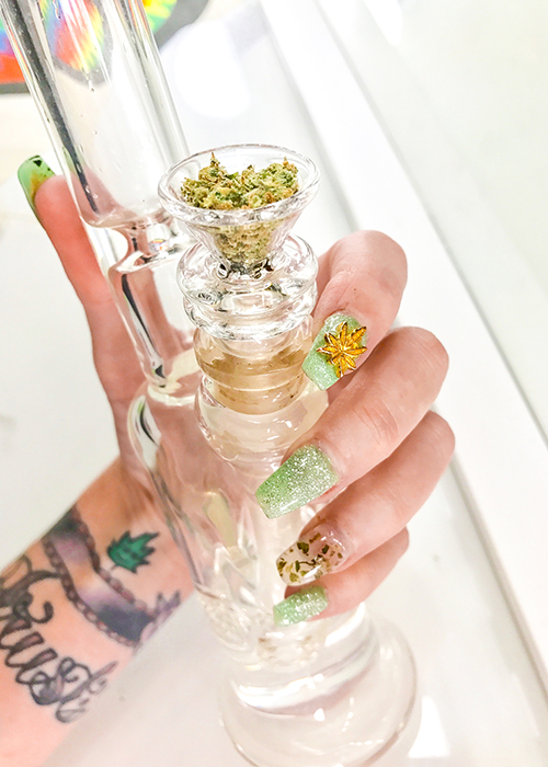 Ganja glam meets nail art trends at the Mani Pedi Oh So Heady event in Los Angeles.