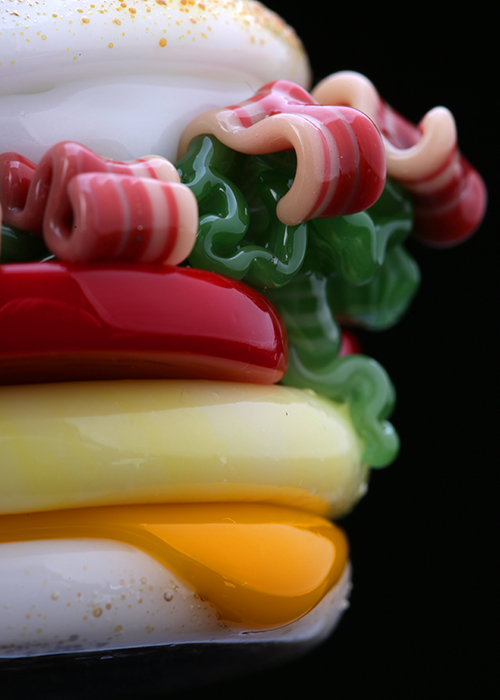 Glass burger close up