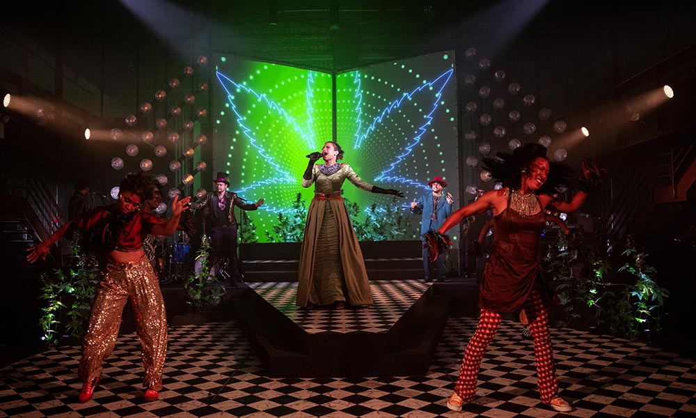 Grace Galu performs in theatrical cannabis concert. 