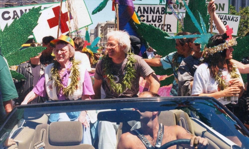 Cannabis and LGBTQ+: Mary Rathbun and Dennis Peron attending a Pride Parade 