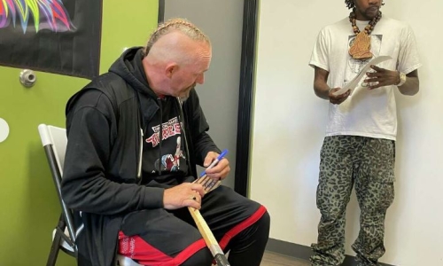 Detroit Red Wings' Darren McCarty comes to Big Rapids